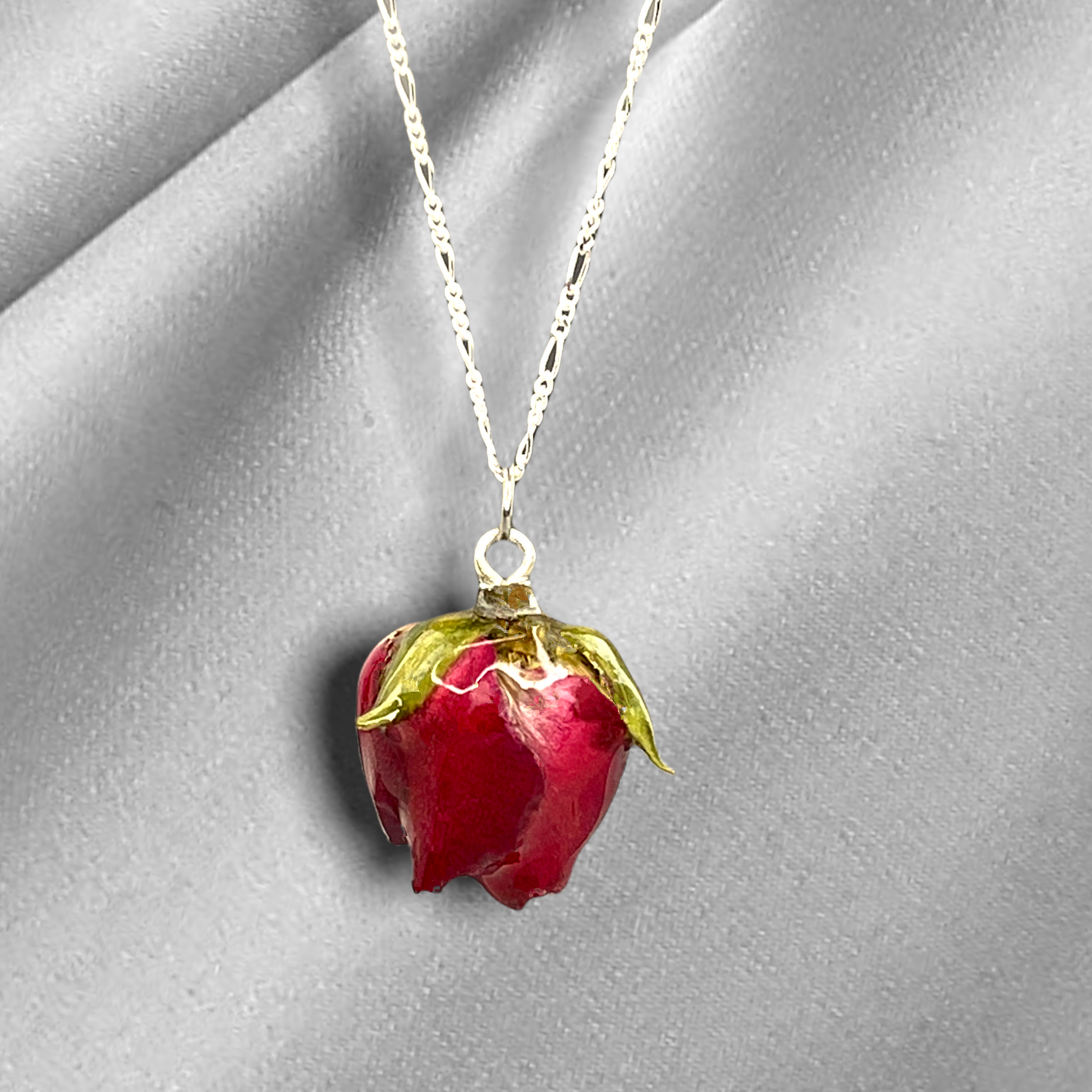 925 sterling real red rose silver chain