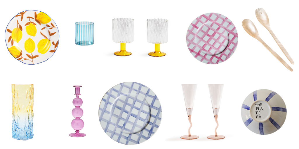 cool coloured glasses pastel gingham plate summer tablescape