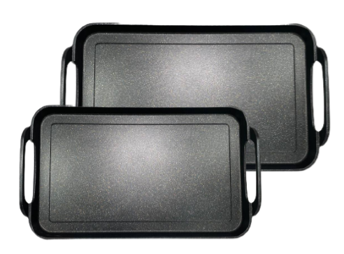 1- SMOOTH Griddle double burner FOR ALL TYPES OF STOVES with FREE handles  /1-Comal LISO doble GRUESO de mármol con aluminio fundido Apto para TODO