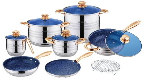 Neware EUROCOOK Jade Powder-coated Ceramic Non-Stick Cookware Set, 3-Piece  PFOA-Free Frying Pans