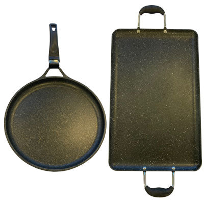 Alpine Cuisine Aluminum Marble Double Griddle Pan 11x19in with Silicone  Handles | Heavy Nonstick Coating & Heat Resistant | Gas Stove Griddle for