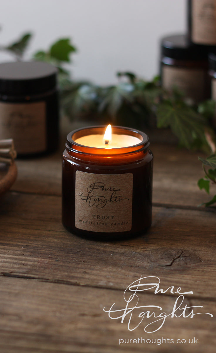 Calm your mind and trust your inner voice.  An aromatherapy candle made from soy wax and pure patchouli essential oil.