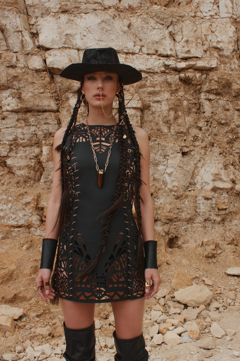 Carved Eco-leather dress – KALIFESTA