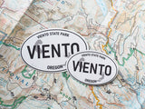 Viento State Park Oregon White Oval Sticker 3" & 4" Size Comparison