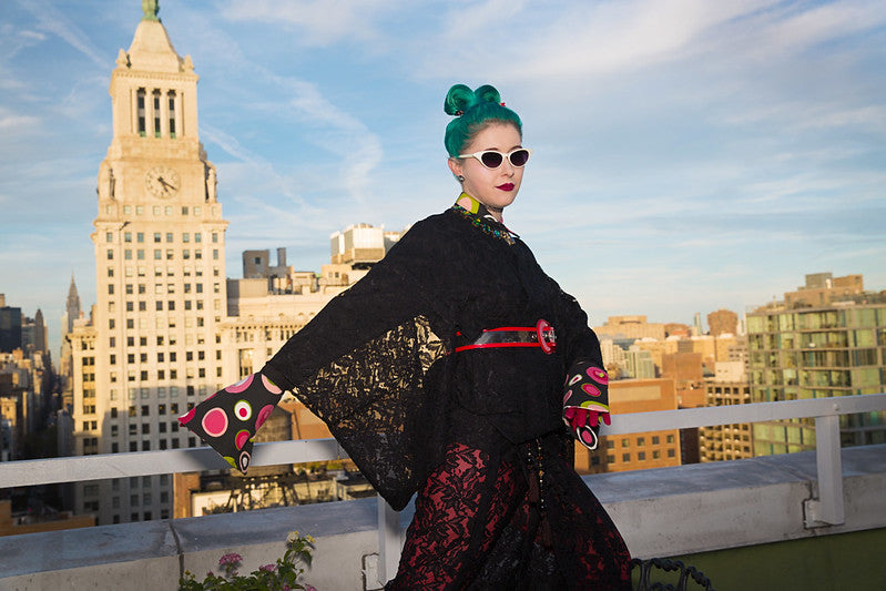 Lace kimono rooftop NYC 1