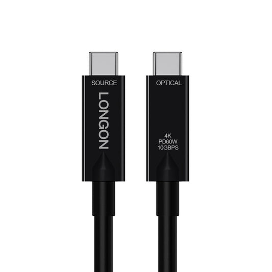 LONGON USB C Active Optical Fiber Cable USB3.1 Gen2 Full-featured Fiber Optic Data Cable Support PD60W 4K60Hz 10Gbps 10M/33FT For Logitech Camera Docking Station HUB PC Monitor Wire Live Meeting Cord