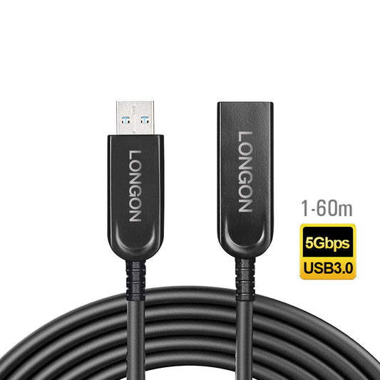 LONGON AOC USB3.0 Male to Female Optical Fiber Extension Cable 5Gbps 5m 10m 15m 50m For USB KVM Extension Remote Desktop USB