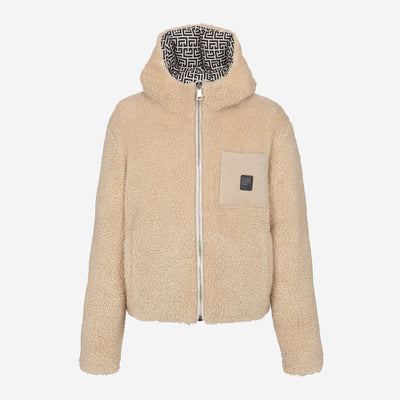 Balmain Black & Beige Monogram Reversible Bomber Jacket Balmain