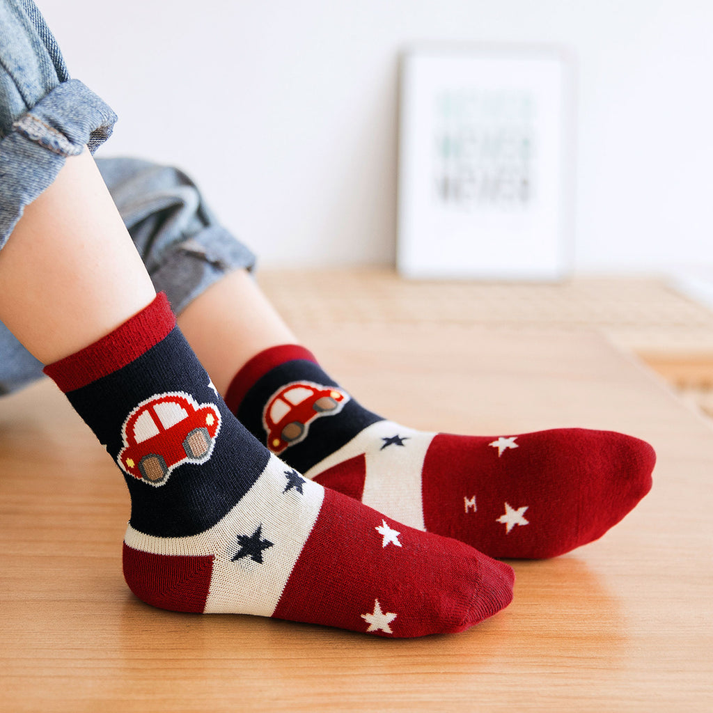 car red design socks kids