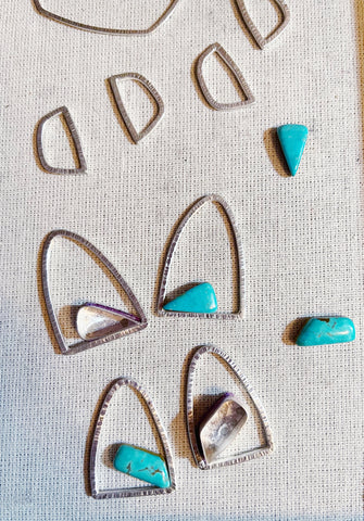 sterling silver arched earring shapes with turquoise