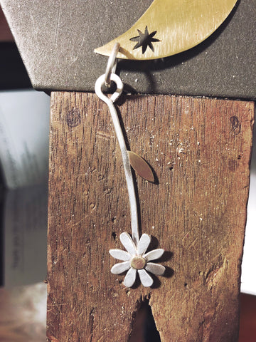 sterling silver and brass flower