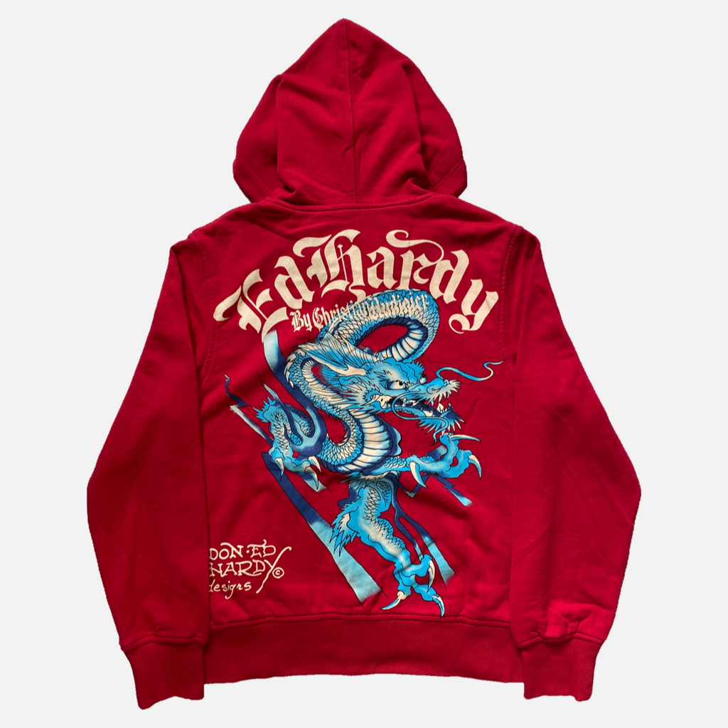 ED HARDY RED HOODIE DRAGON GRAPHIC [L] – 2K DEPT.