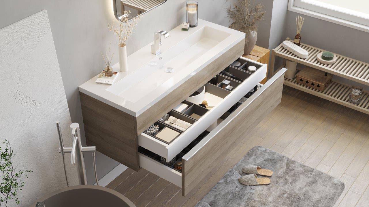 Floating bathroom vanities