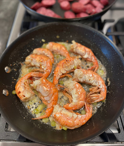 Shrimp being cooked on stove