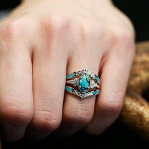 Natural Turquoise 3-piece Creative Ring