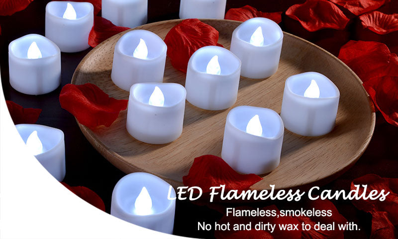 Flickering Tealights Candles - WHITE