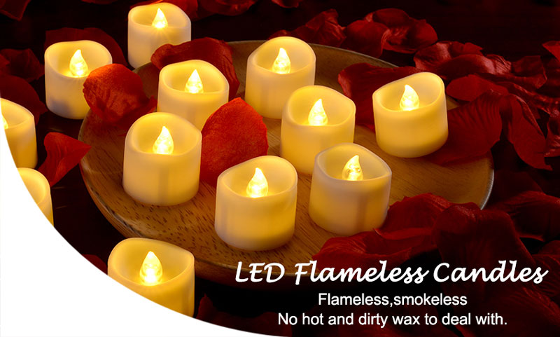 Flickering Tealights Candles - WARM WHITE