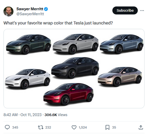 Tesla Offers Model Y & Model 3 OEM Wraps In 7 Colors