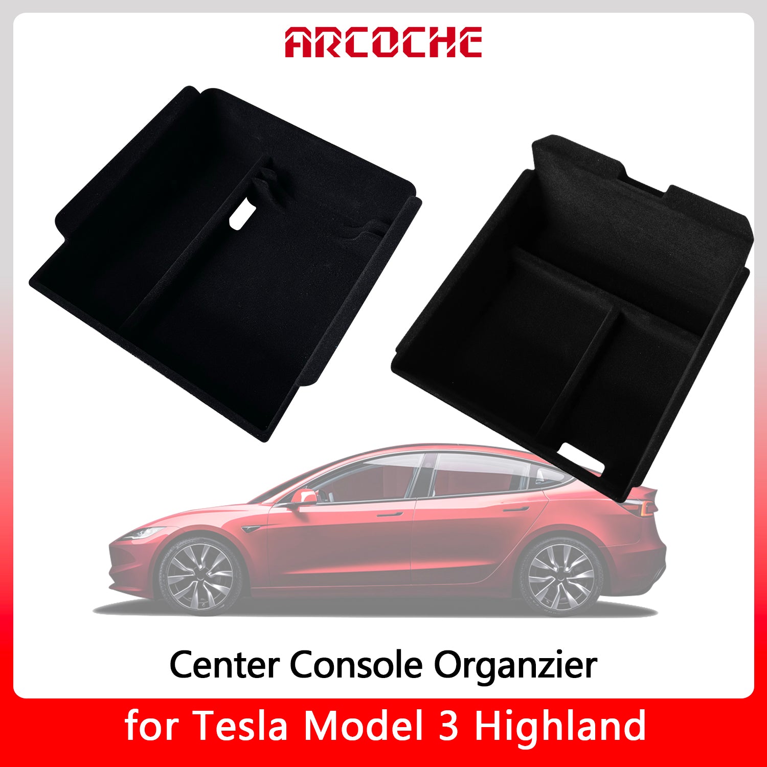Centre Console Storage Organizer Upgrade for 2024 Tesla Model 3 Highland, Arcoche