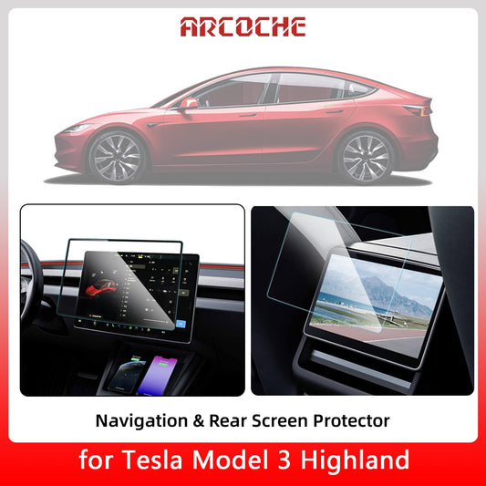  CDEFG for Tesla Model 3 NEW 2024 Accessories Screen Protector  Center Console Touch Screen for 2024 Model3 Infotainment Radio Display  Cover (Center TouchScreen+ Rear Media - 2 Pack Tempered Glass) : Electronics