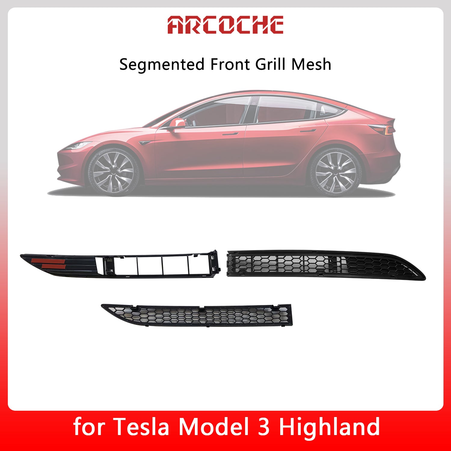 Front Grill Mesh Car Lower Bumper Segmented Integrated Insect Net for  Model3/Highland/Y, Arcoche