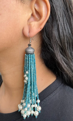 Bauble Blue Crystalline Earrings