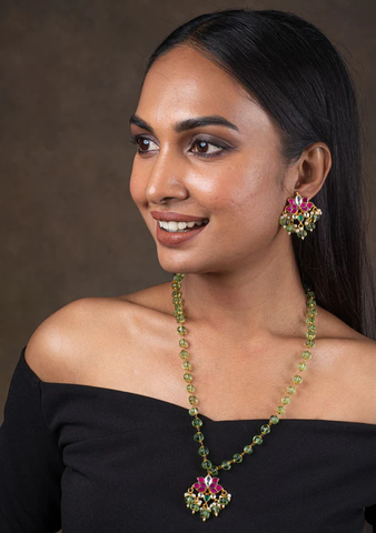 Fooli Kundan Beaded Pendant Set