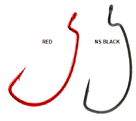 black and red gamakatsu wide gap fishing hooks