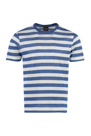 Striped linen-cotton blend T-shirt-0