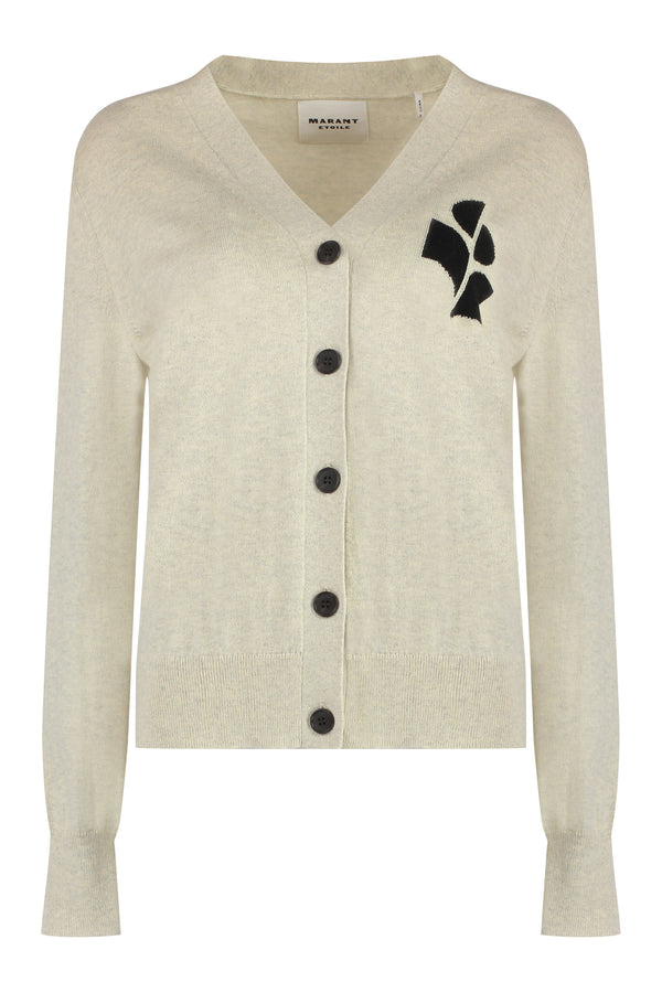 Karin logo detail cotton cardigan-0