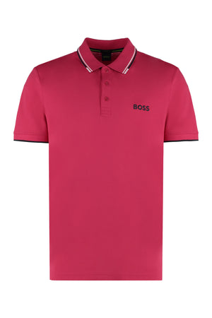 Stretch cotton piqué polo shirt-0