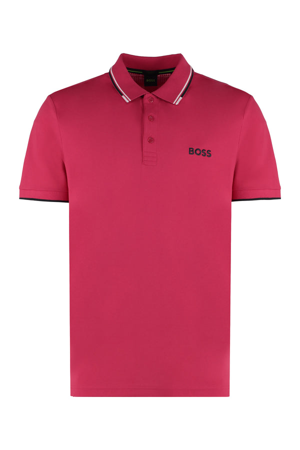 Stretch cotton piqué polo shirt-0