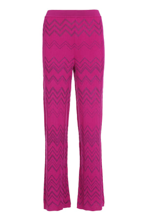 Chevron knitted palazzo trousers-0