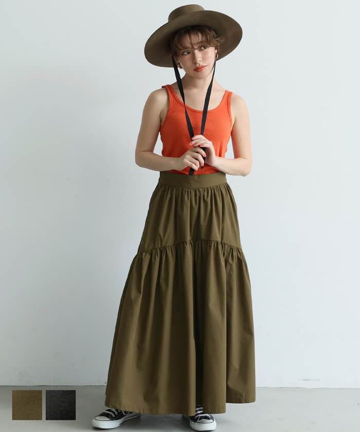 gathered maxi skirt