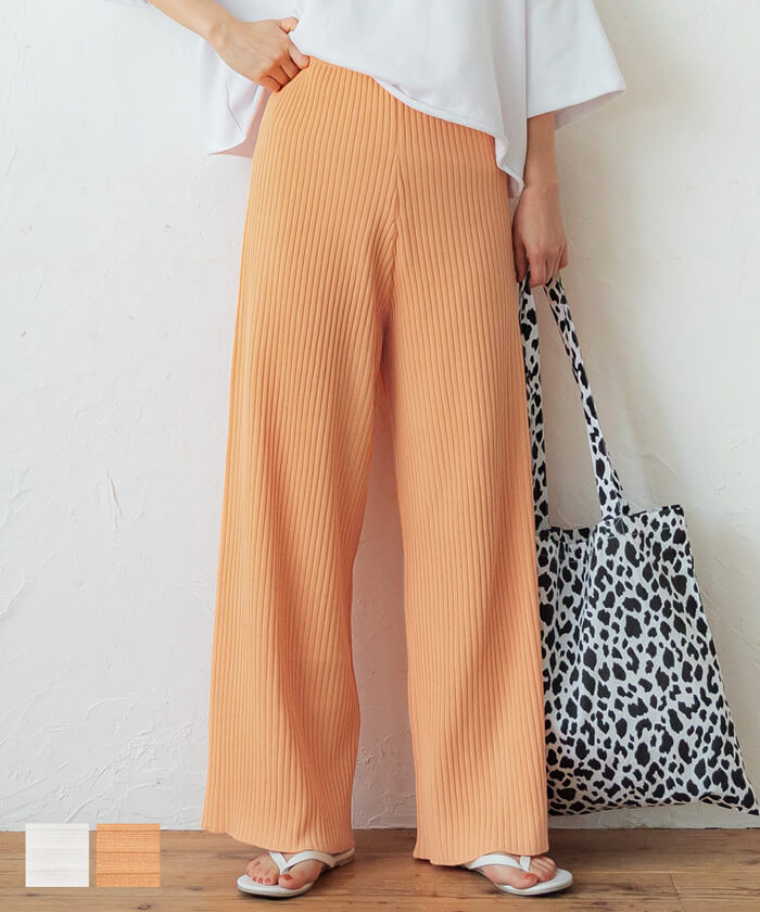 summer knit rib pants