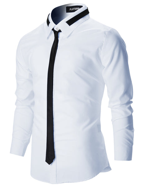 Mens Slim Fit Dress Shirts with Tie (SH107) – FLATSEVEN