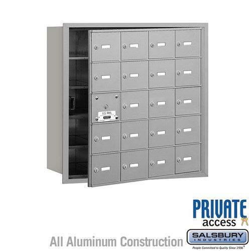 Salsbury 4B+ Horizontal Mailbox (Includes Master Commercial Lock) - 20 A Doors (19 usable) - Aluminum - Front Loading - Private Access
