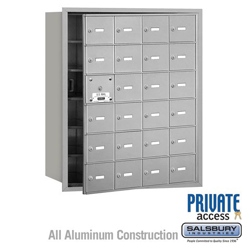 Salsbury 4B+ Horizontal Mailbox (Includes Master Commercial Lock) - 24 A Doors (23 usable) - Aluminum - Front Loading - Private Access