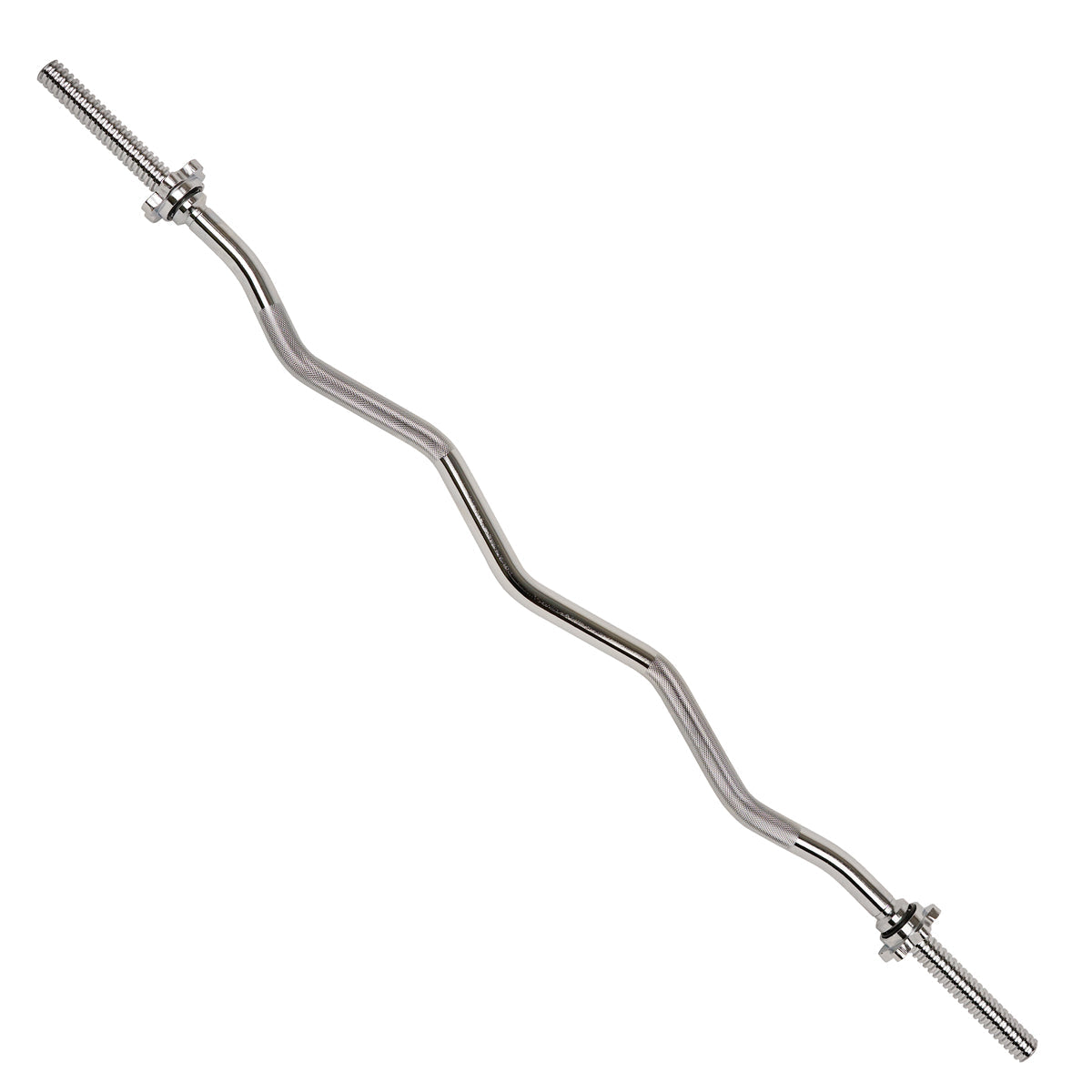 Sunny Health & Fitness 47 in Threaded Chrome Curl Bar w/ Ring Collars
