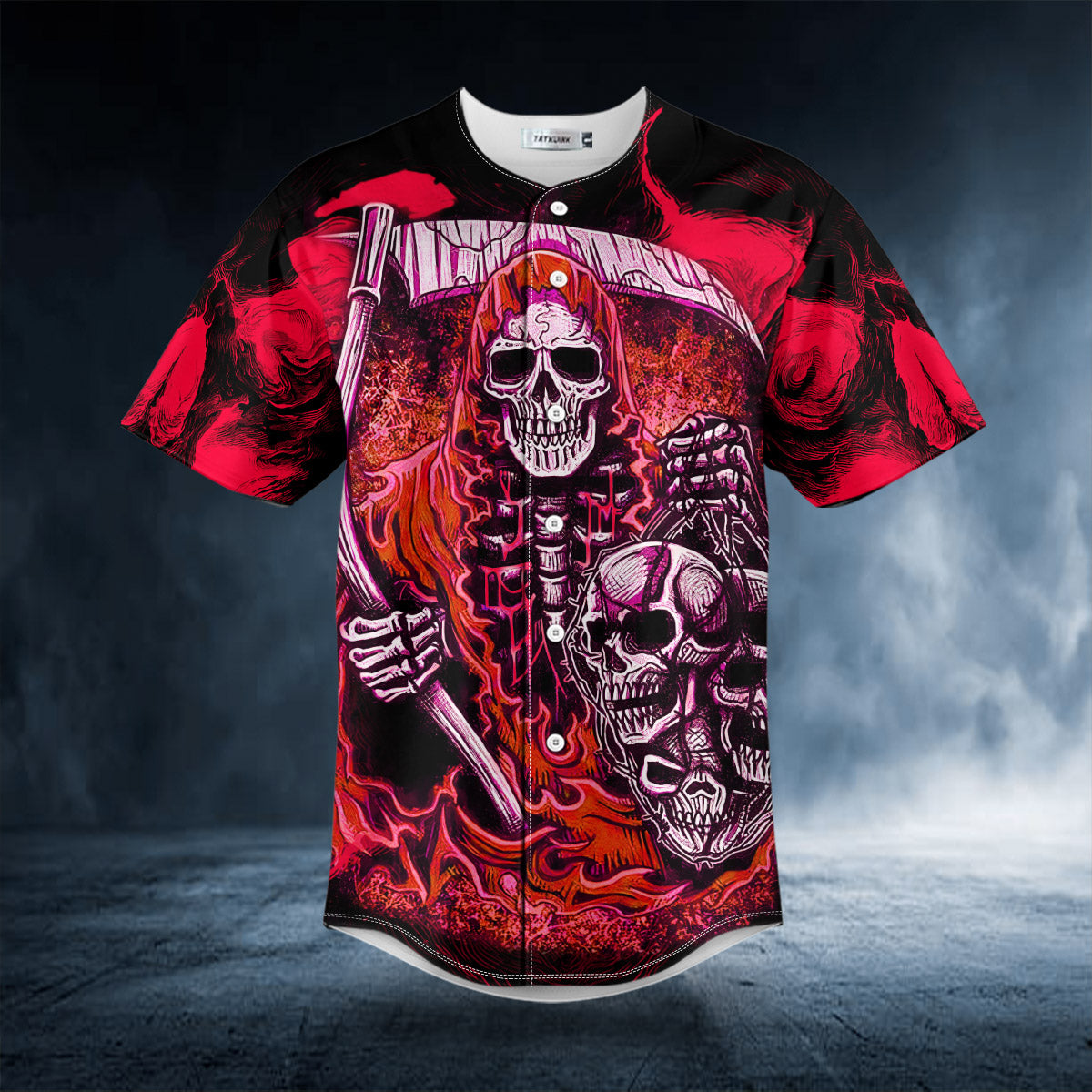 Red-Grim-Reaper-Skull-Baseball-Jersey-front