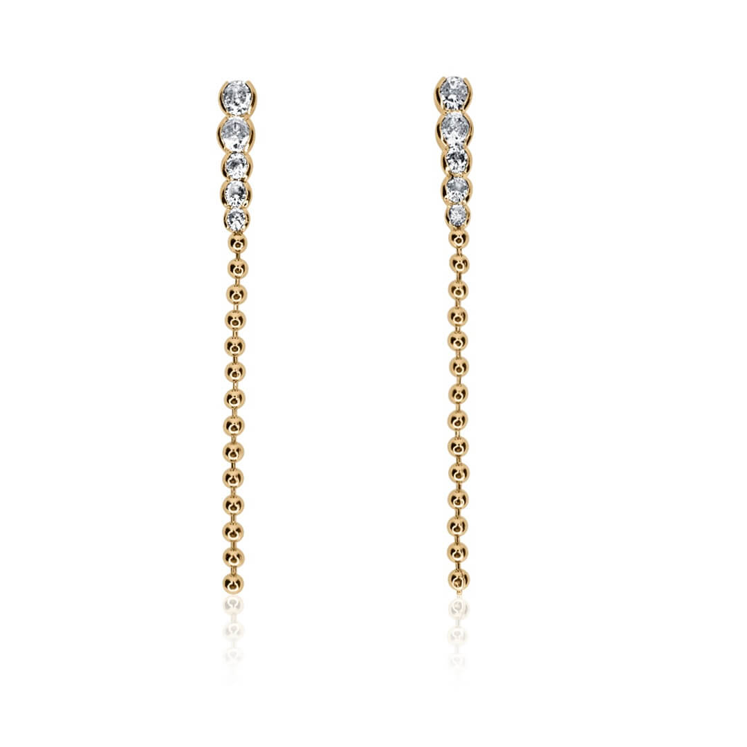 Beveled Diamond Beaded Drop Earrings - Nomie product image