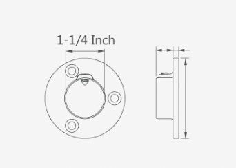 Dimension of End Support for 1-1/4 inches Round Closet Rod