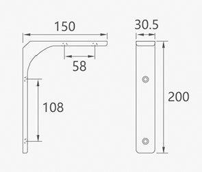 Dimension of L Shape Shelf Brackets