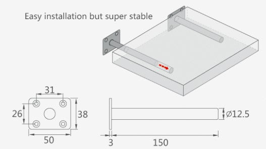 Dimension of Floating Shelf Support