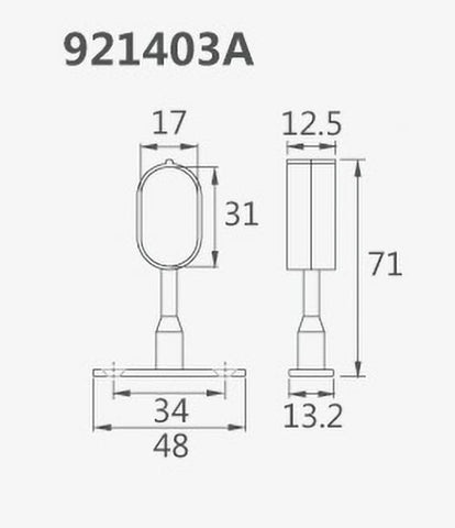 Dimension of Middle Support for Oval Closet Rod