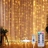 Christmas Curtain String Lights , 8 Modes, 96 LEDs 3.5M (Yellow,Corded electric,Plastic)