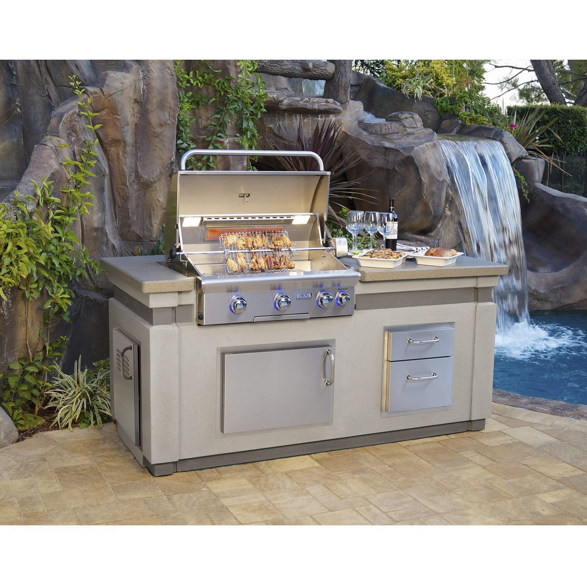 American Outdoor Grill 6 Foot BBQ Island With L Series 30 Built In Gr BetterPatiocom