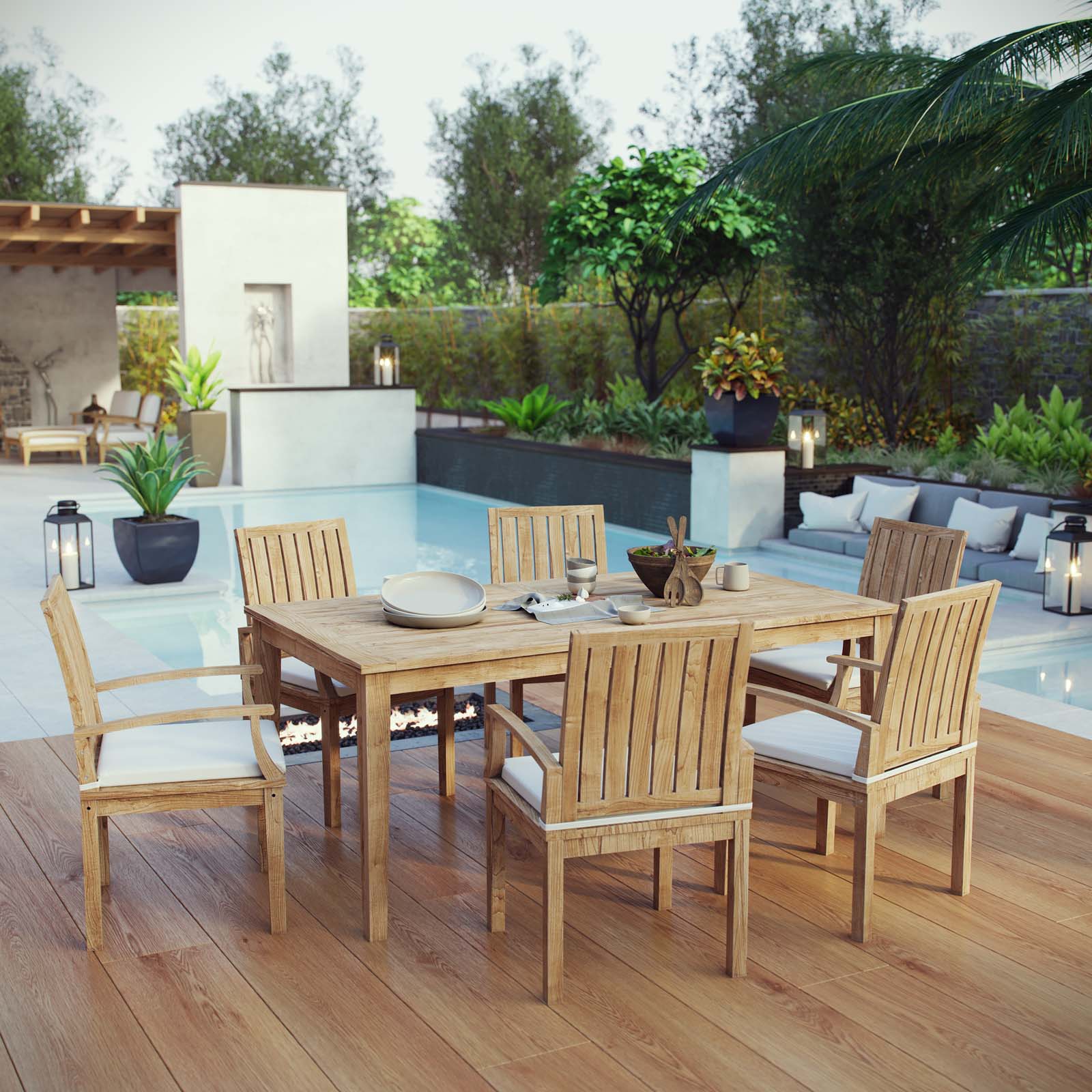 7 Piece Teak Outdoor Dining Set