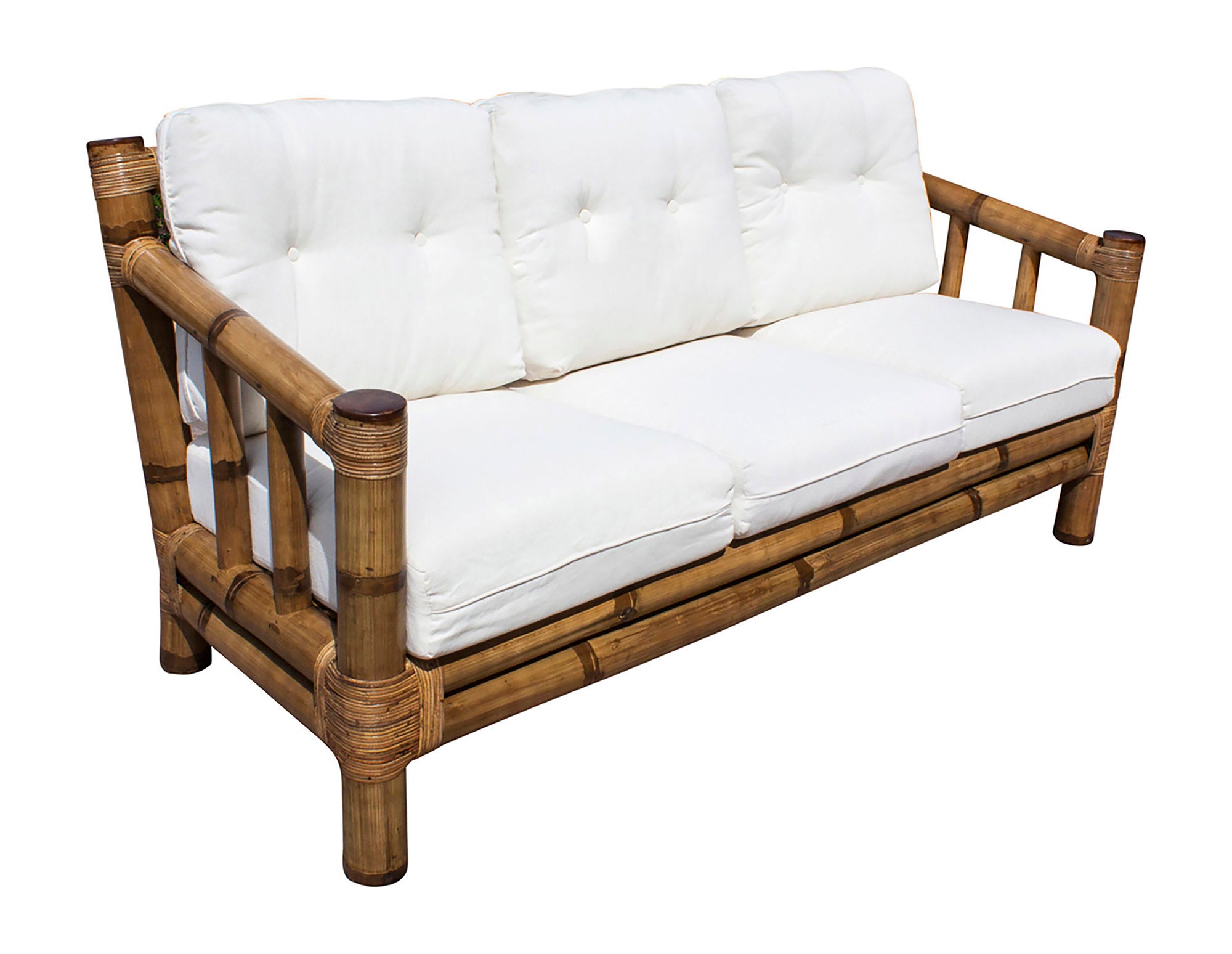 Panama Jack Sunroom Kauai Bamboo Sofa With Cushions Pjs 4001 Nat S