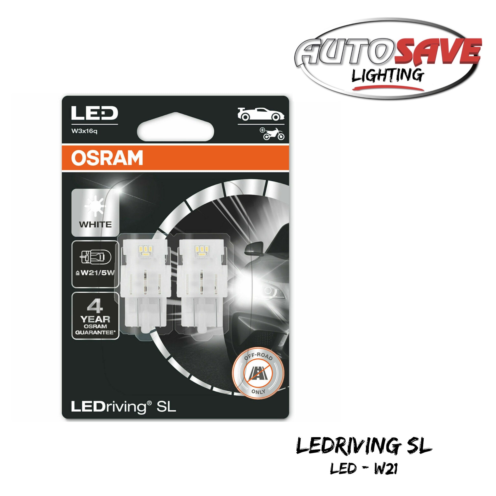 OSRAM LEDriving SL LED W21/5W 6000K Cool White Car Bulb (Twin) W3x16q –